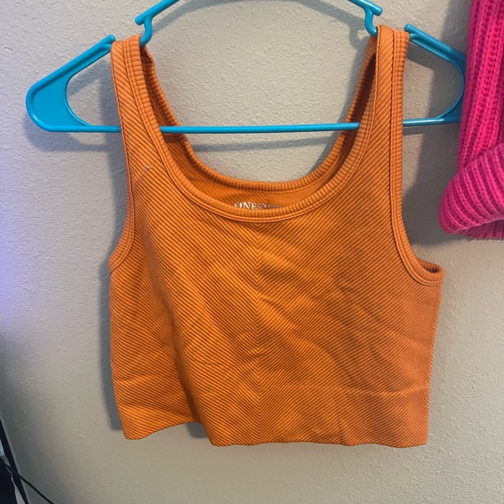One Step Ahead Vibrant Orange Ribbed Tank Top